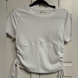 Versona White Ruched Short Sleeve Tee